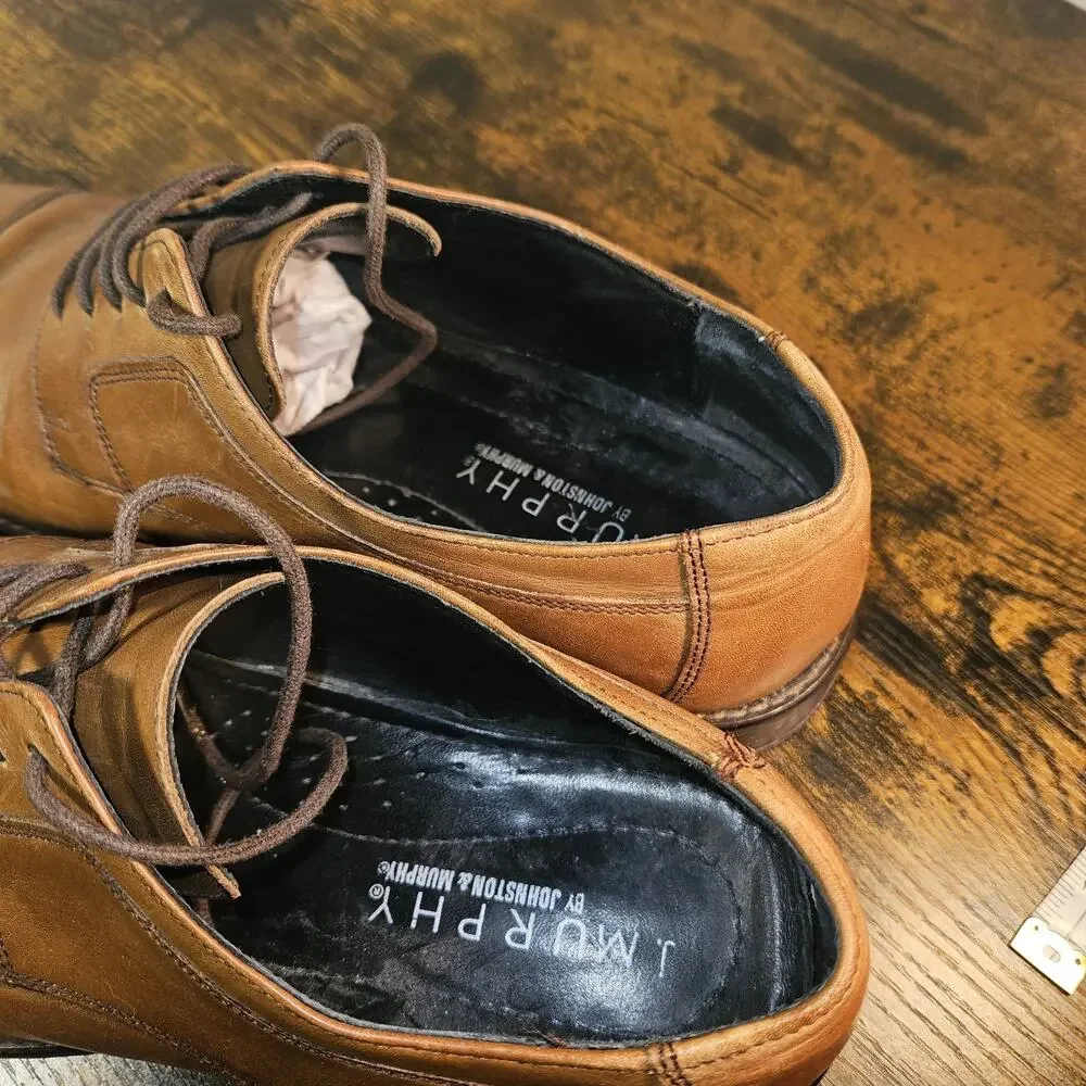 Johnston Murphy J Murphy Novick Brown Leather Cap Toe Derby Shoes Men 13 M 59115